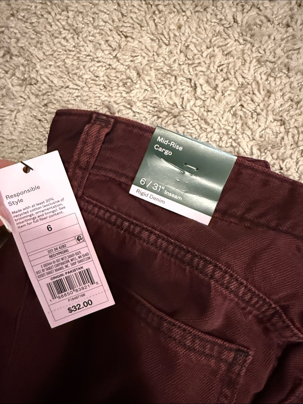 wild fable Burgundy Cargo Pants - Picture 7 of 14